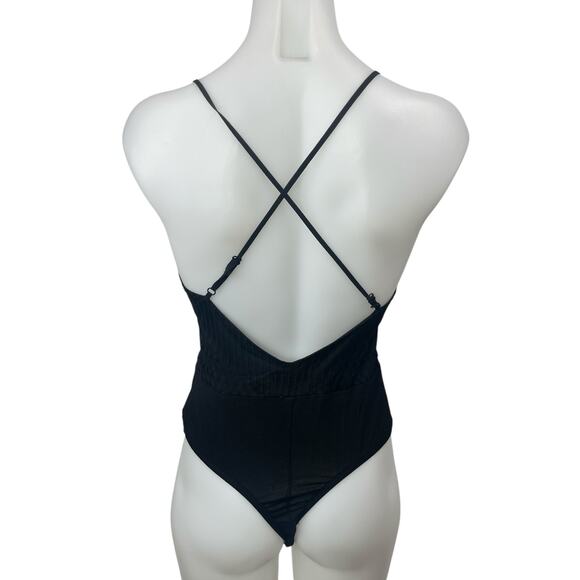 Superdown Black Lace Fringe Argyle Cutout Cami Camisole Tank Bodysuit Top Size S - Picture 2 of 4